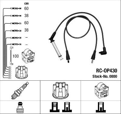 Высоковольтные провода (провода зажигания) (комплект) NGK для Opel Omega A 1986-1994. Артикул 0800