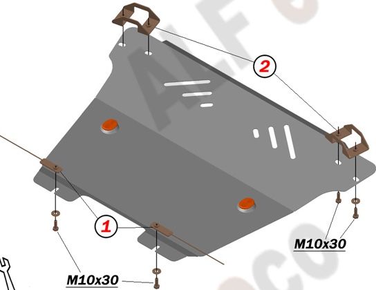 Защита алюминиевая Alfeco для картера и КПП Renault Grand Scenic III 2009-2016. Артикул ALF.18.13al