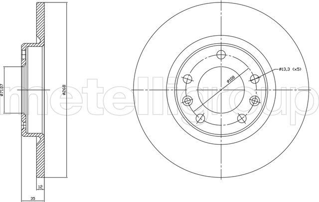 Тормозной диск Metelli. Артикул 23-1759C