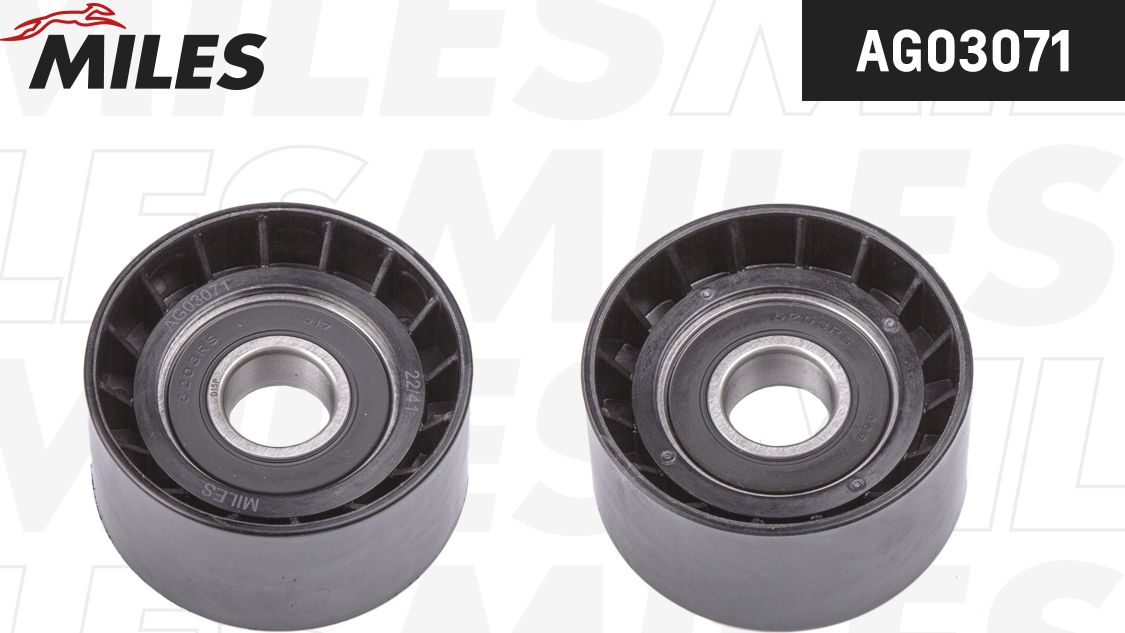 Направляющий (ведущий) ролик приводного поликлинового ремня Miles (полимерный материал). Артикул AG03071