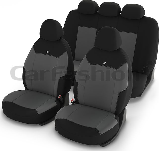 Чехлы универсальные CarFashion Corsar на сидения авто, цвет Темно-серый/Черный. Артикул 10088