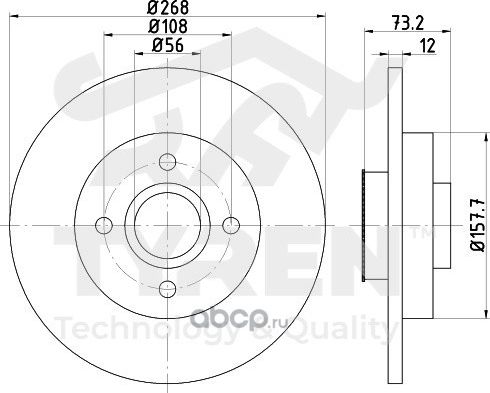 Тормозной диск (Tyren). Артикул TYR1110981