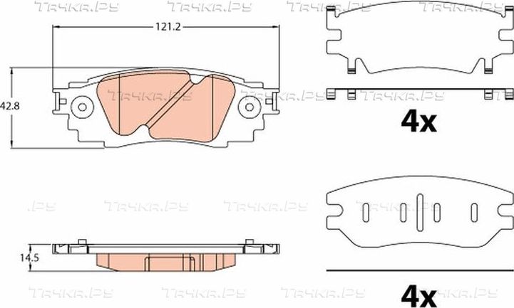 Тормозные колодки TRW задние для Toyota RAV4 V (XA50) 2018-2026. Артикул GDB2183