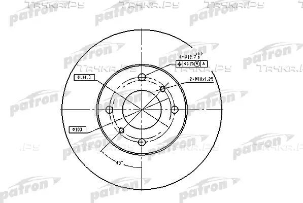Тормозной диск Patron передний для Nissan 200SX S13 1991-1993. Артикул PBD4169