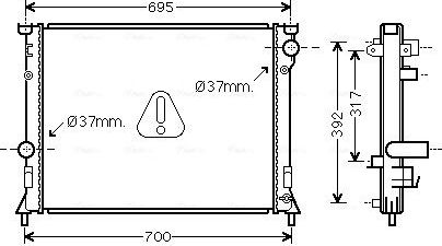Радиатор охлаждения двигателя AVA для Chrysler 300C II 2011-2026. Артикул CR2116