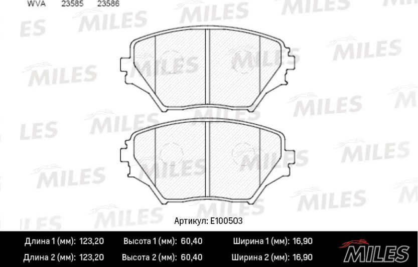 Тормозные колодки Miles (Semi-Metallic). Артикул E100503