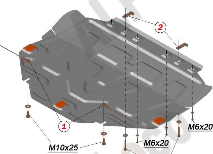 Защита алюминиевая Alfeco для картера и КПП Mazda Axela III 2013-2026. Артикул ALF.13.07 AL4