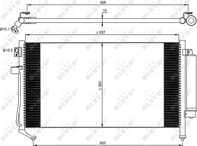 Радиатор кондиционера (конденсатор) NRF EASY FIT для Subaru Forester II 2002-2008. Артикул 35869