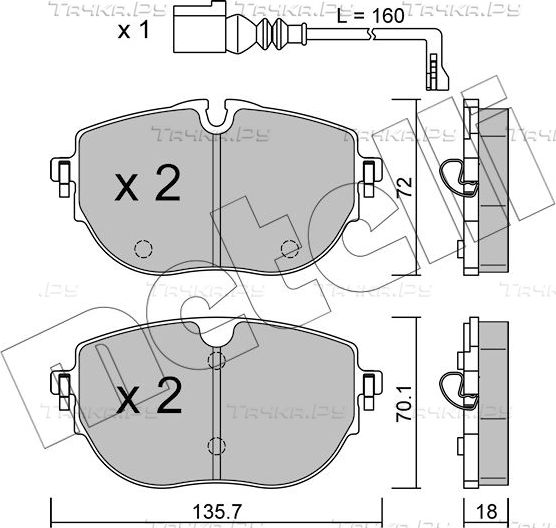 Тормозные колодки Metelli передние для Volkswagen Multivan T6 2019-2026. Артикул 22-1321-0