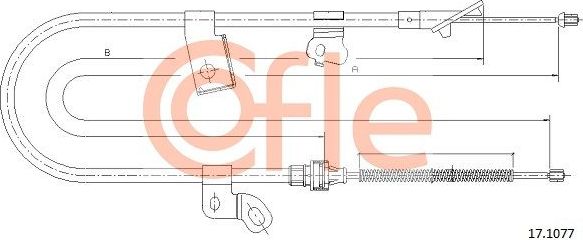 Трос ручника (тросик ручного тормоза) Cofle. Артикул 92.17.1077