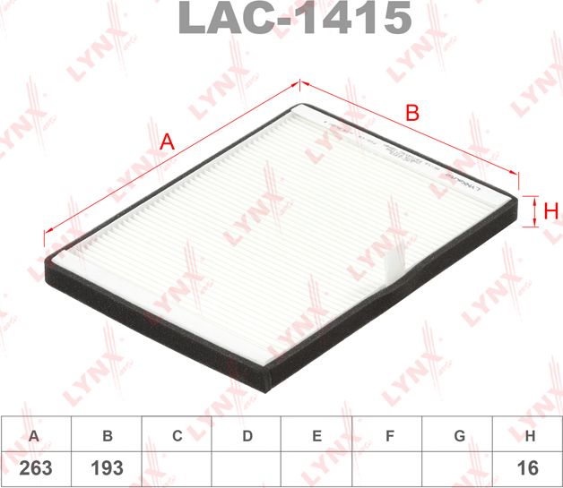 Салонный фильтр LYNXauto. Артикул LAC-1415