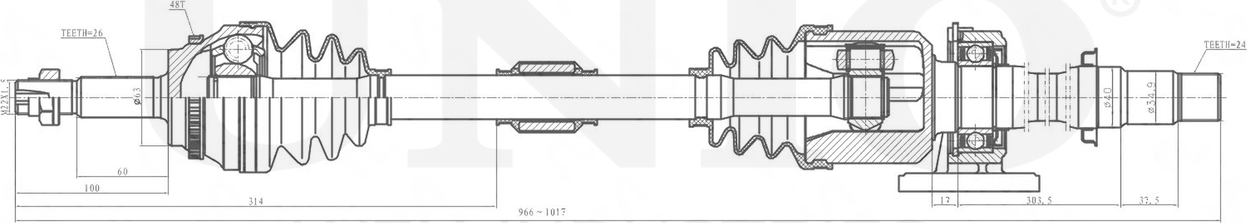 Вал приводной (Unio). Артикул CVJ-10057