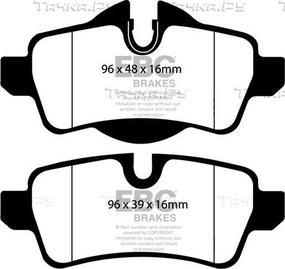 Тормозные колодки EBC Brakes задние для MINI Roadster R59 2011-2015. Артикул DP1931