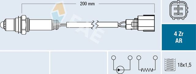 Лямбда-зонд (кислородный датчик) FAE. Артикул 75649