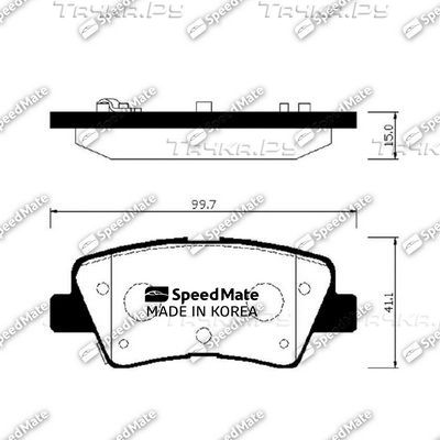 Тормозные колодки SpeedMate задние для Kia Opirus I 2006-2011. Артикул SM-BPH049