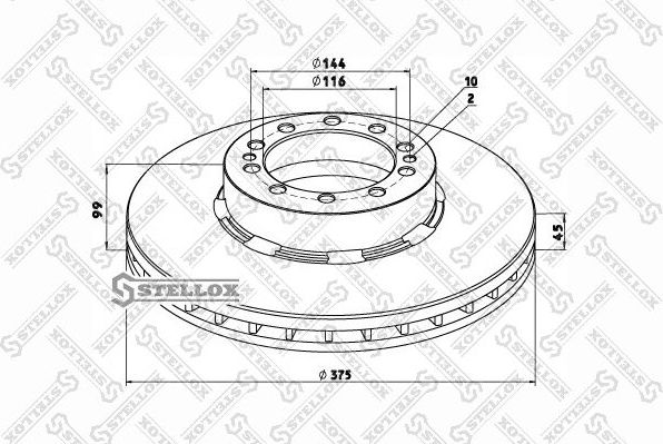 Тормозной диск Stellox передний для Renault Midlum 2000-2013. Артикул 85-00704-SX