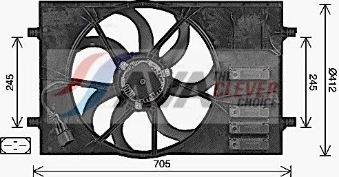 Вентилятор радиатора двигателя AVA для Volkswagen Touran I 2003-2010. Артикул AI7524