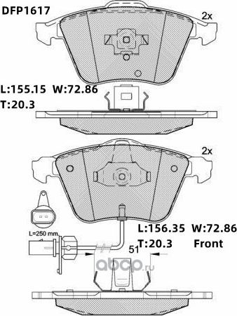 Колодки тормозные дисковые Double Force Double Force. Артикул DFP1617