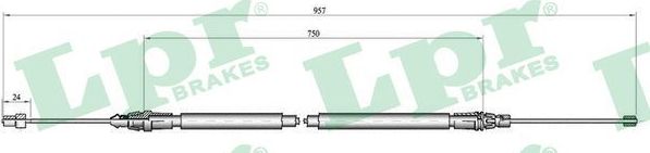 Трос ручника (тросик ручного тормоза) LPR. Артикул C0348B