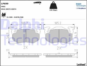 Тормозные колодки Delphi (Low-Metallic) задние для Citroen Saxo 1996-2004. Артикул LP699