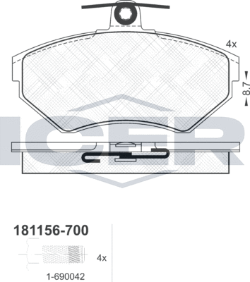 Тормозные колодки Icer. Артикул 181156-700