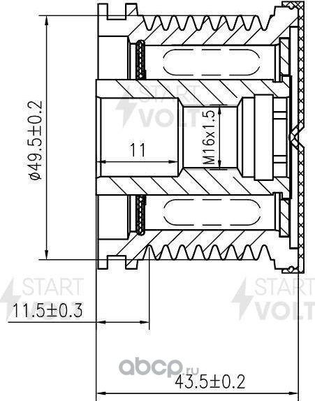 Муфта генератора обгонная StartVOLT для Mercedes-Benz M-Класс II (W164) 2005-2011. Артикул SGP 1511