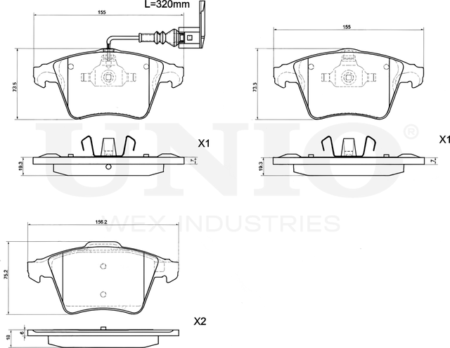 Колодки тормозные дисковые, комплект (Unio). Артикул BRP-20168