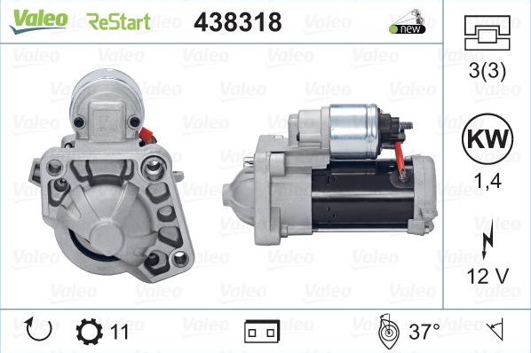 Стартер Valeo VALEO ORIGINS NEW STOP&START OE TECHNOLOGY. Артикул 438318