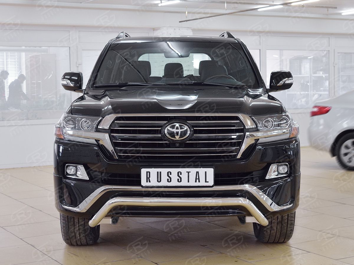 Защита RusStal переднего бампера d63 волна для Toyota Land Cruiser 200 2015-2021. Артикул TLCZ-002552