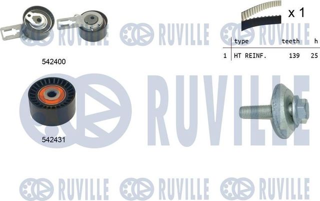 Ремень ГРМ с роликами (комплект) Ruville для Peugeot 2008 I 2013-2026. Артикул 550379