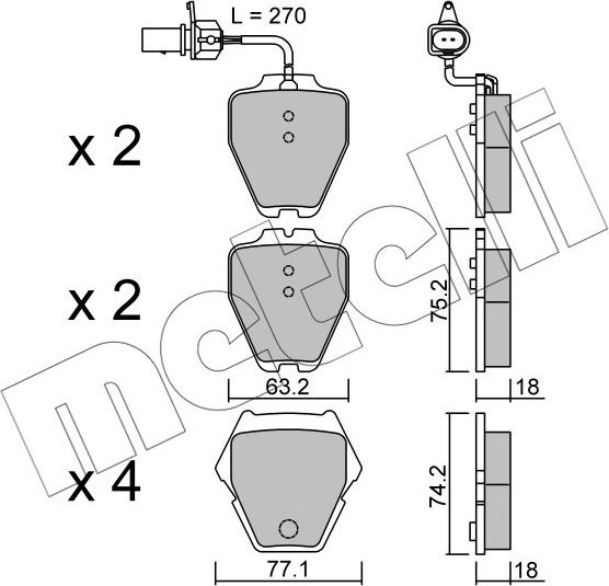 Тормозные колодки Metelli. Артикул 22-0774-1