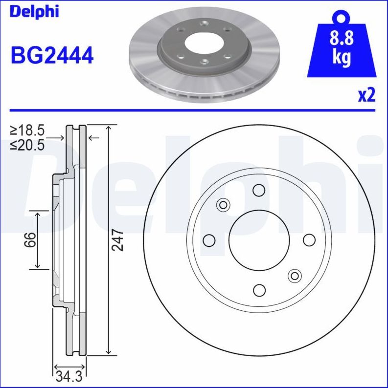 Тормозной диск Delphi. Артикул BG2444