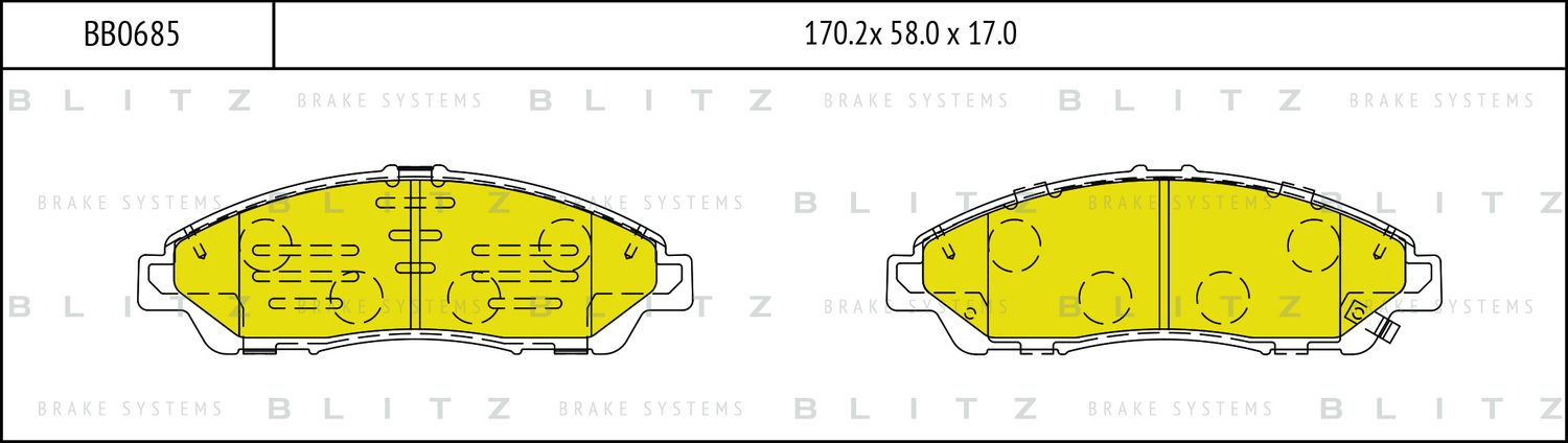 Колодки тормозные дисковые передние (Blitz). Артикул BB0685