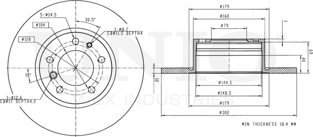 Диск тормозной (Unio). Артикул BRD-20476