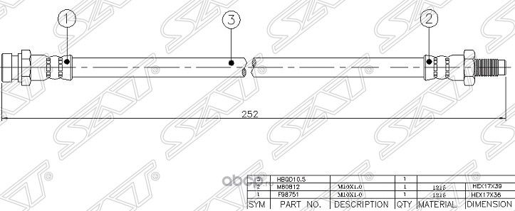 ШЛАНГ ТОРМОЗНОЙ GALANT УНИВЕРСАЛ EA_W96-03 RR , (SAT). Артикул STMR129750