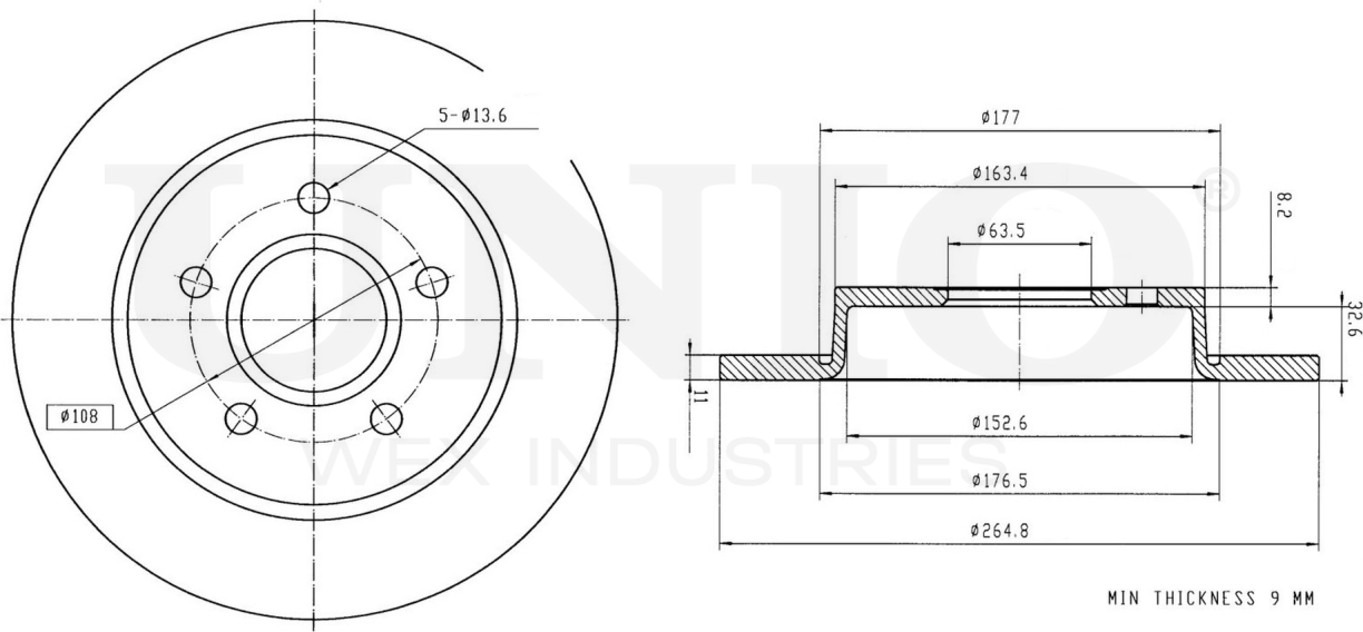 Диск тормозной (Unio). Артикул BRD-20030