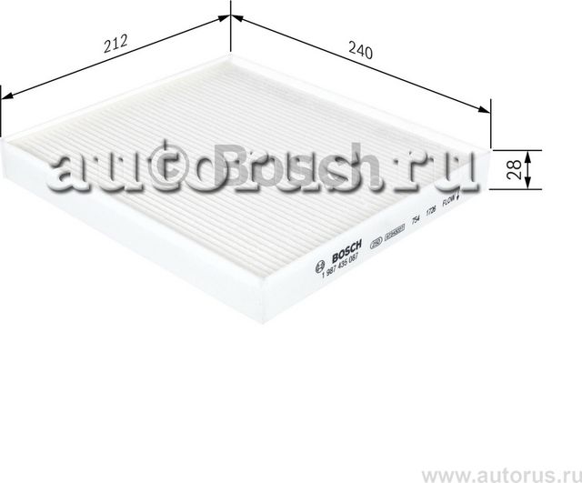 Фильтр салона BOSCH 1987435087 M5087 ФИЛЬТР САЛОНА M5087. Артикул 1987435087