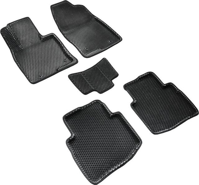 Коврики Seintex 3D EVA ромб для салона Mazda CX-9 II 2017-2026 ЧЕРНЫЕ. Артикул 317239