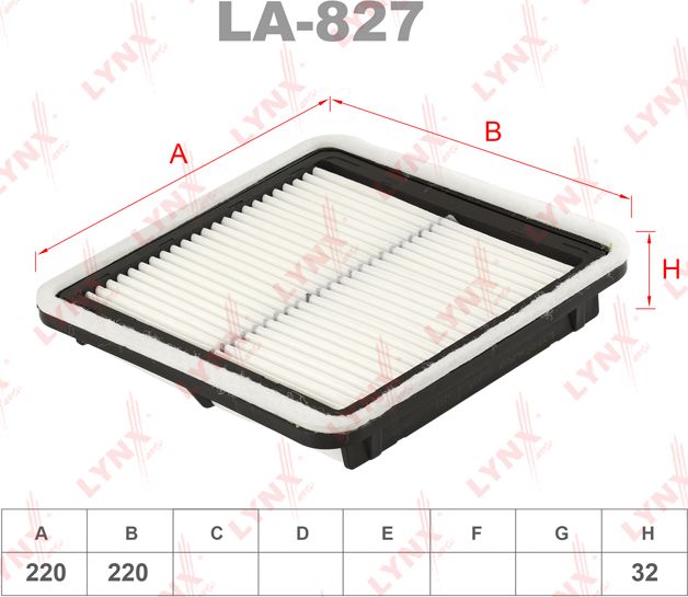 Воздушный фильтр LYNXauto. Артикул LA-827