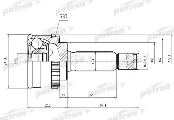 Шрус наружный (граната) Patron для Hyundai Atos 1998-2003. Артикул PCV1406