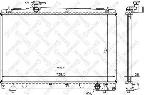 Радиатор охлаждения двигателя Stellox. Артикул 10-26320-SX