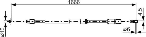 Трос ручника (тросик ручного тормоза) Bosch задний правый/левый для Volkswagen Crafter I 2006-2016. Артикул 1 987 482 032