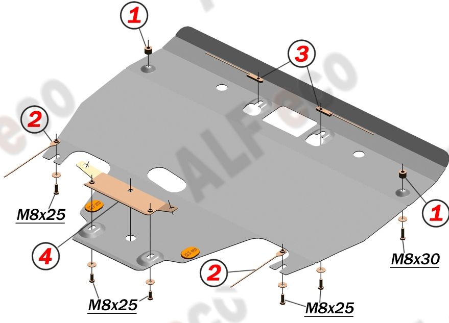 Защита алюминиевая Alfeco для картера Subaru Outback V 2014-2019. Артикул ALF.22.39al