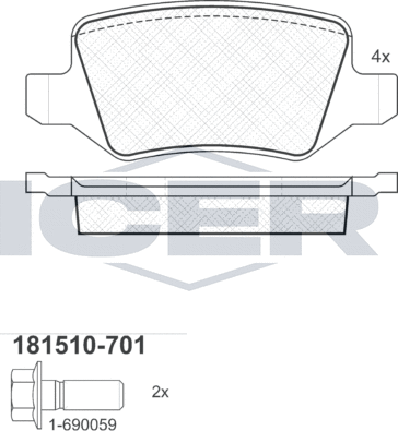 Тормозные колодки Icer. Артикул 181510-701