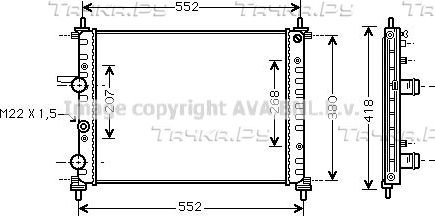 Радиатор охлаждения двигателя AVA для Fiat Brava 1995-2002. Артикул FTA2182