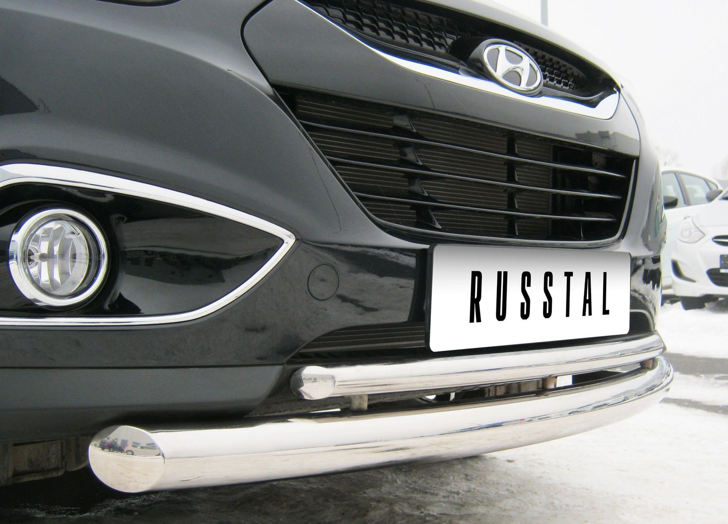 Защита RusStal переднего бампера d63/42 (дуга) для Hyundai ix35 2009-2026. Артикул HIZ-000179