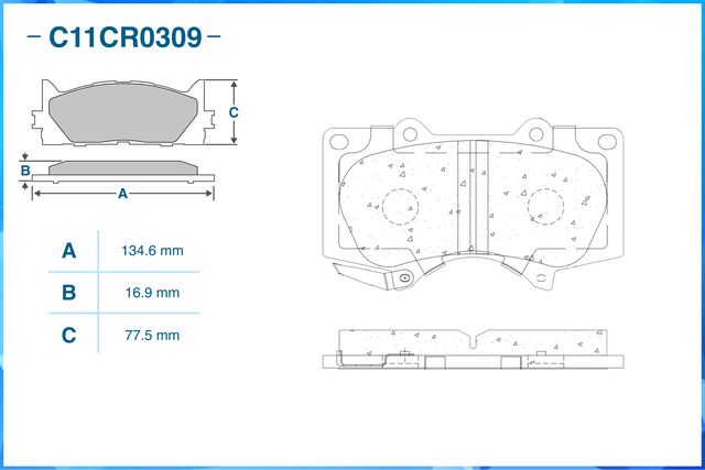 Колодки тормозные передние (Cworks). Артикул C11CR0309