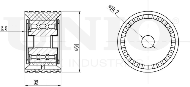 Ролик зубчатого ремня ГРМ направляющий (Unio). Артикул TNS-10098