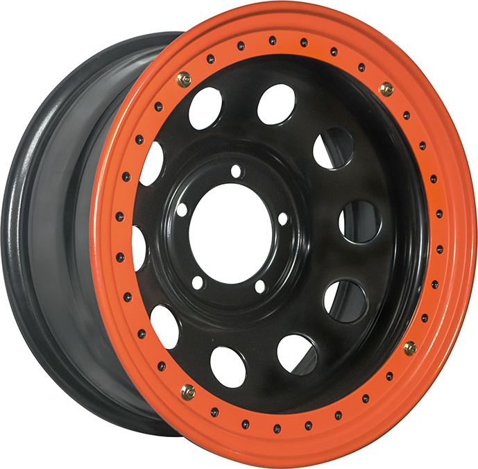 Колёсный диск OFF-ROAD Wheels усиленный стальной черный с бедлоком (оранжевый) 5x139,7 8xR17 d110 ET-19 для УАЗ Хантер 2003-2026. Артикул 1780-53910BL-19 BD-O