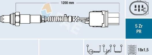 Лямбда-зонд (кислородный датчик) FAE для Volkswagen Amarok I 2010-2014. Артикул 75050